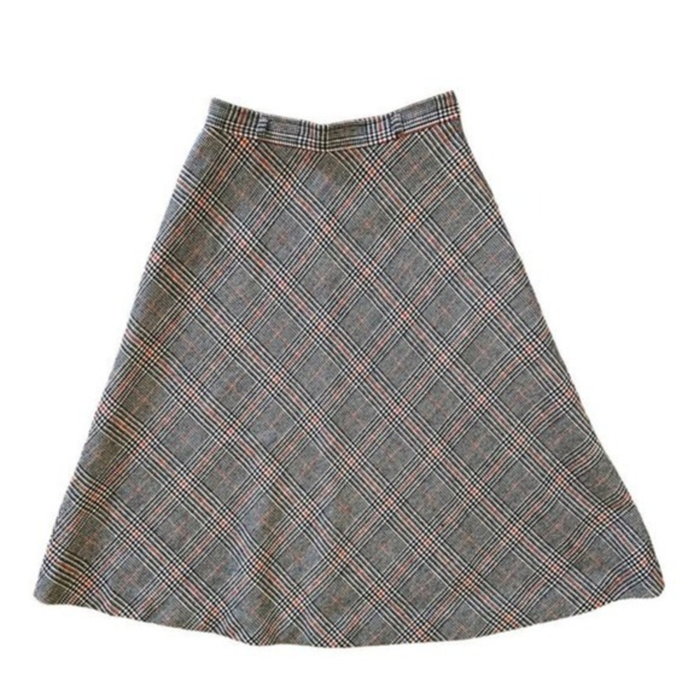 Vintage Sports Galore Wool-Blend Plaid A-Line Midi Skirt